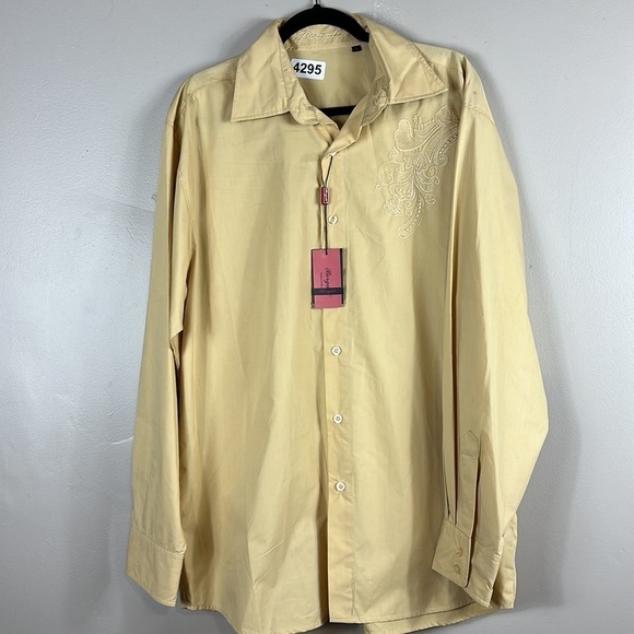 Bergali nwt tall X-Large 24”p2p 33”length  gold  with embroidery button down - Picture 5 of 8